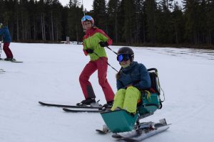 Skifahren im Sitz-Ski